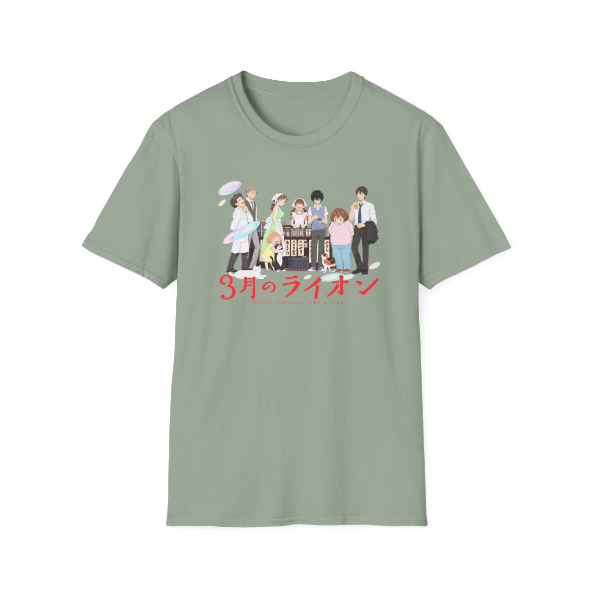 March Comes in Like a Lion character lineup T-Shirt | 3月のライオン anime art | March Comes in Like a Lion Anime Merch - alternate angle 3, merchandise